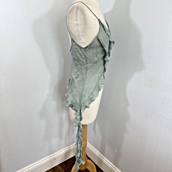 Zara Blouse Womens Small Green Avant Garde Ruffle Fairycore Preppy‎ Y2K 90s - Picture 3 of 13